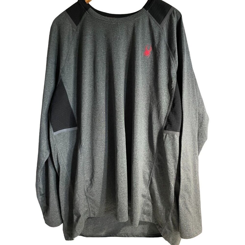 Spyder Active Mens XXL Long Sleeve Athletic Shirt‎ Gray  Black ProWeb
